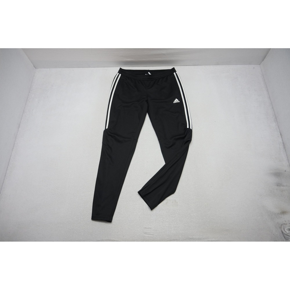 Adidas Soccer Track Pants Womens Small Black 3 Stripe Tapered Ankle Zip Athletic